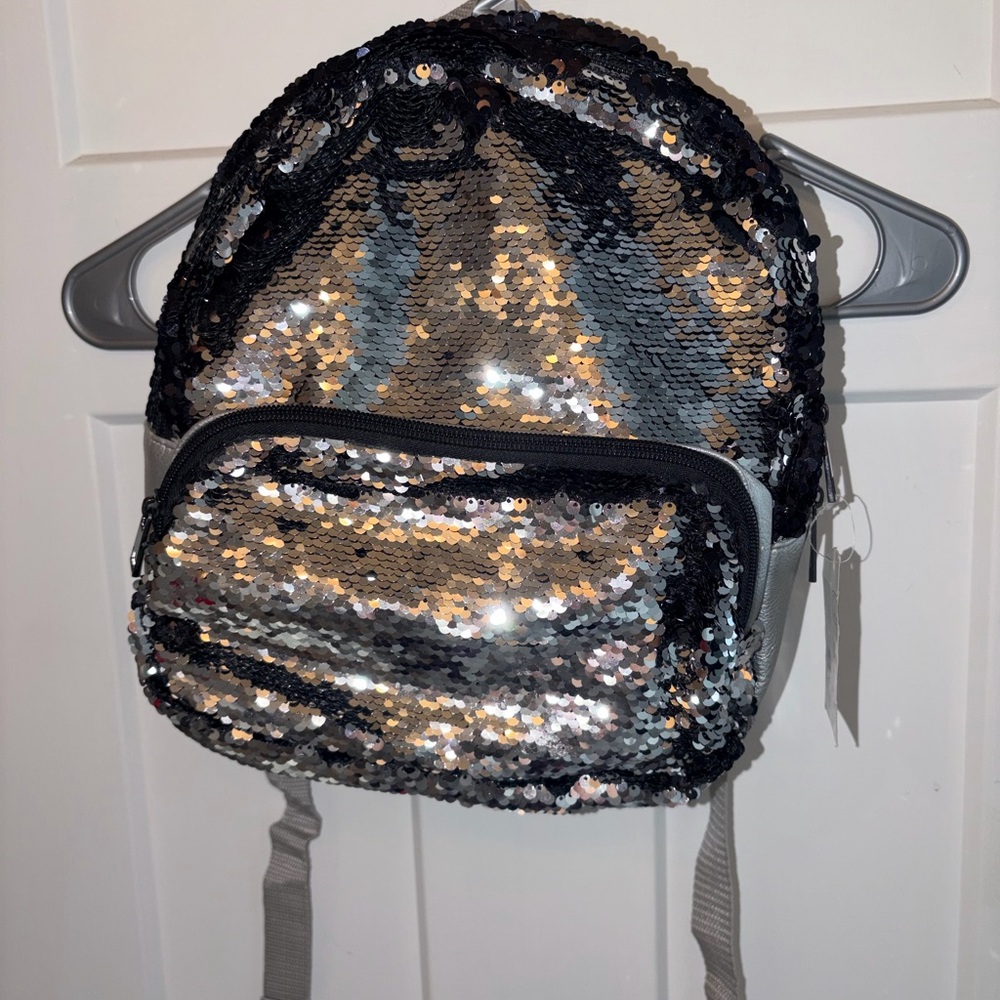 Sequin Silver mini Backpack
